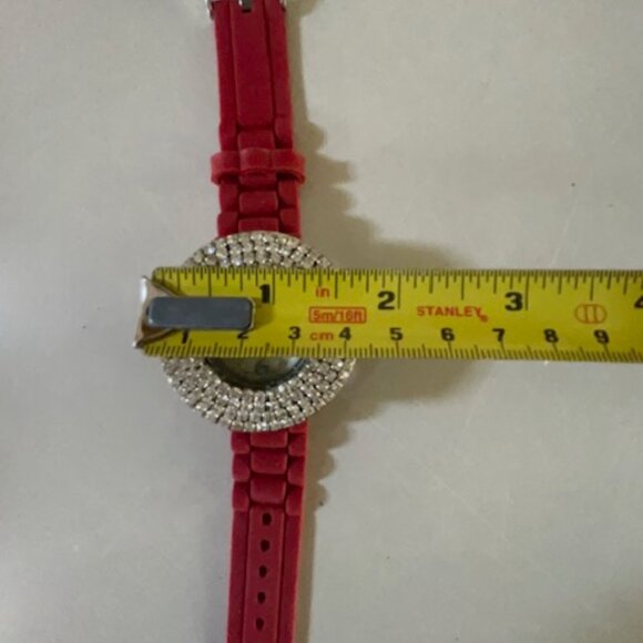 FICARO COUTURE Dark Red Silicone Band White Mother Of Pearl Dial Crystal - Picture 5 of 8